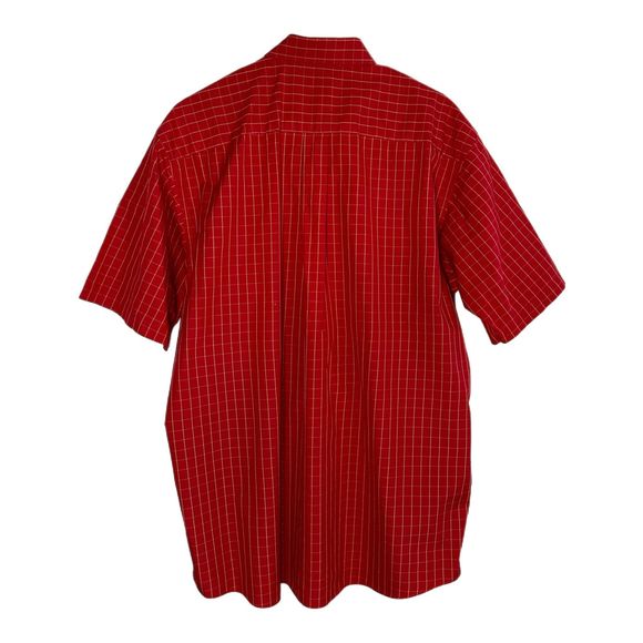 Jos. A. Bank Red & Tan Plaid Short-sleeve Button Down Shirt, Large, Pre-owned - Picture 4 of 7